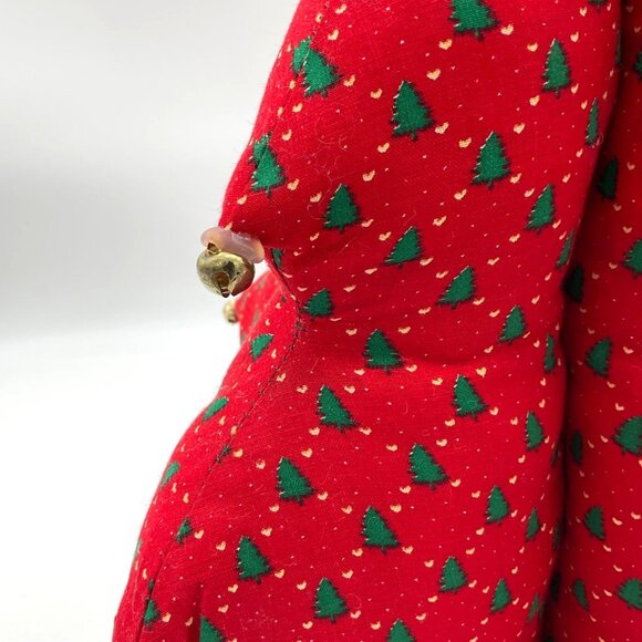 LG 3D Stuffed Holiday Christmas Fabric VTG Tree Centerpiece Jingle Bells Decor - Picture 4 of 4